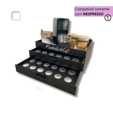 Imagem de Bandeja com 2 Gavetas Porta Cápsulas Espelhado Café Nespresso Preta 48