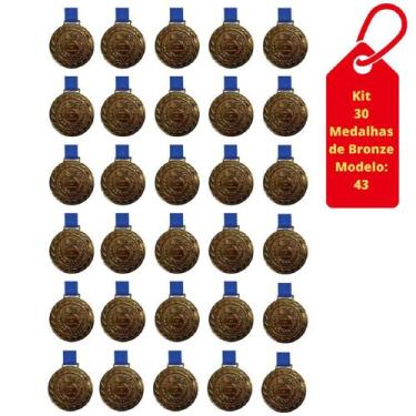 Imagem de Kit C/30 Medalhas de Bronze M43 Honra ao Mérito C/Fita Azul - Crespar