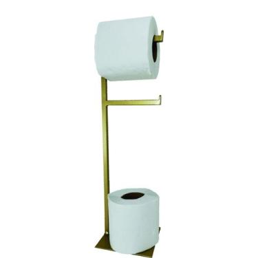 Imagem de Porta Papel Higiênico Chão- Papeleiro- 2 rolos - bitizatto, Dourado