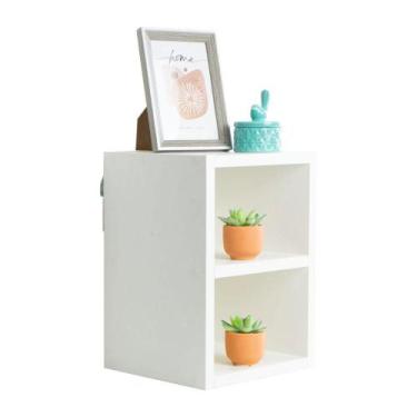 Imagem de Mesa de Cabeceira Belize Branco 30 x 20cm - Mercado das Prateleiras