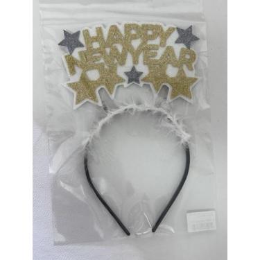 Imagem de Tiara Ano Novo Happy New Year Estrela EVA Branco e Dourado Vivarte - I