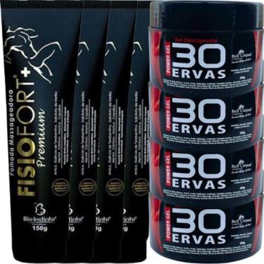 Imagem de Kit 4 Gel 30 Ervas Power 300G + 4 Pomada Fisiofort Premium - Bio Insti