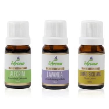 Imagem de Óleo Essencial 100% Puro Kit Com 3 Alecrim Lavanda Limão - oAroma