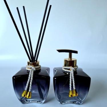Imagem de Kit Lavabo, Saboneteira E Difusor - R&A, Estrela Preto Dgd Dourado