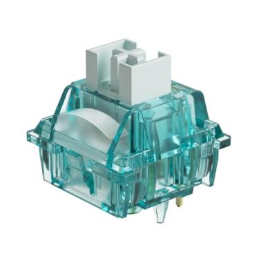 Imagem de Akko Interruptor clicky ciano cremoso com difusor de LED para teclado mecânico retroiluminado - Interruptores pré-lubrificados de 5 pinos 50gf com estrutura MX padrão para jogos (45 peças)