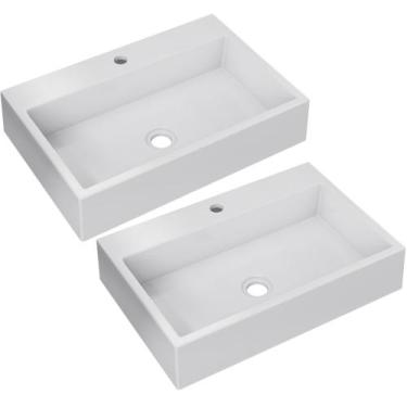 Imagem de Kit 02 Cubas de Apoio Retangular Para Banheiro Lavabo Florenza C01 RT5