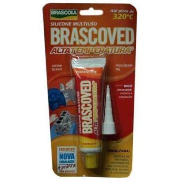 Imagem de Cola Silicone Brascov 50G ALTA Temperatura Vermelho - Brascoved
