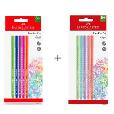 Imagem de 10 Canetas Fine Pen Pop 0.4mm Ponta Fina Da Faber Castell