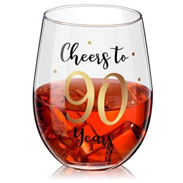 Imagem de Patelai Taça de vinho sem haste de aniversário, presente de taça de vinho dourada para homens e mulheres, festa de aniversário, Natal, Ano Novo, decorações de festa de aniversário de casamento, 500 ml