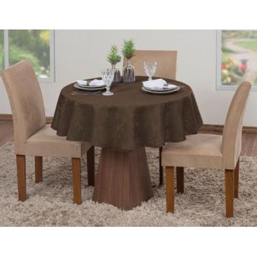 Imagem de Toalha De Mesa Luxo Redonda Sala Jantar Jacquard 4 Lugares - Raga Deco