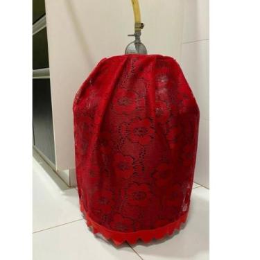 Imagem de Capa Botijão Bujão De Gás Renda Cores - JCM, Vermelho