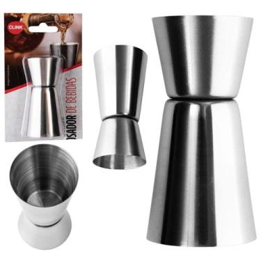 Imagem de Dosador de bebida / copo de dose / shot duplo de inox 50 / 25ml na car