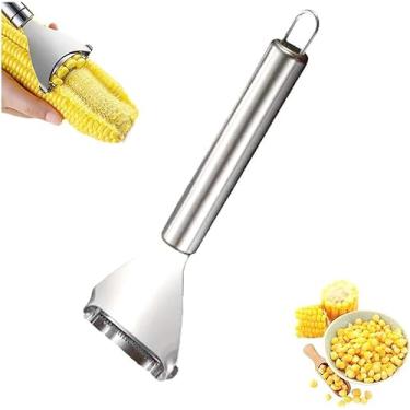 Imagem de Descascador de milho, debulhador de milho, ferramenta de remoção de grãos de milho, descascador de milho de aço inoxidável para espiga de milho, raspador de milho com alça ergonômica para cozinha,