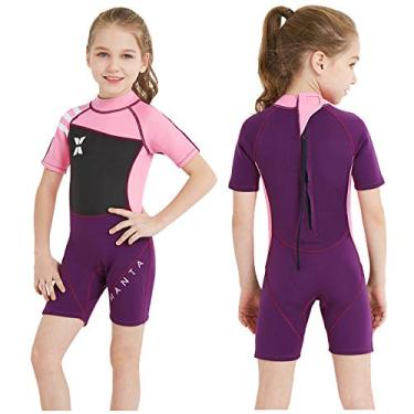 Imagem de NATYFLY Roupa de mergulho infantil, roupa de banho térmica de neoprene de 2,5 mm, roupa de mergulho completa para meninas, meninos e crianças, roupas molhadas de manga comprida para natação