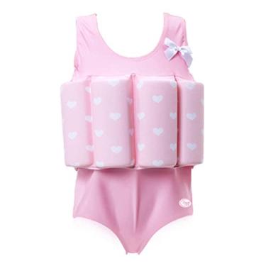 Imagem de Lemandii Maiô infantil de uma peça, colete de natação com flutuação destacável, perfeito para crianças ou bebês aprender a nadar (rosa, P)