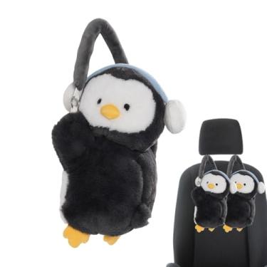 Imagem de Suporte de tecido de pelúcia para carro, caixa de tecido animal para carro | Caixa de lenços para carro pinguim | Acessórios bonitos do carro da caixa do tecido do luxuoso, caixa decorativa do tecido