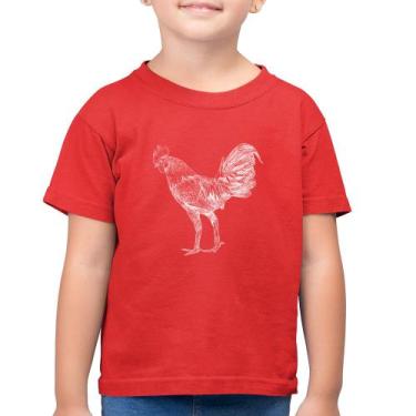 Imagem de Camiseta Algodão Infantil Galo Desenho - Foca na Moda, Vermelho, 2