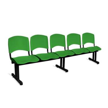 Imagem de Longarina Plástica 5 Lugares A/E Verde Lara - Shop Cadeiras