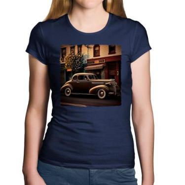 Imagem de Baby Look Algodão Carro antigo na cidade - Foca na Moda, Marinho, P