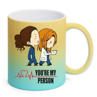 Imagem de Caneca de Porcelana Azul e Amarelo - Youre My Person Greys Anatomy - L