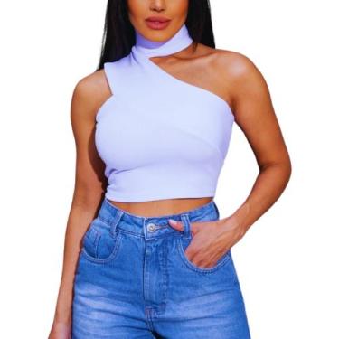 Imagem de Blusa Feminino Cropped Mula Manca Top Canelada - LUNNA, Branco, M