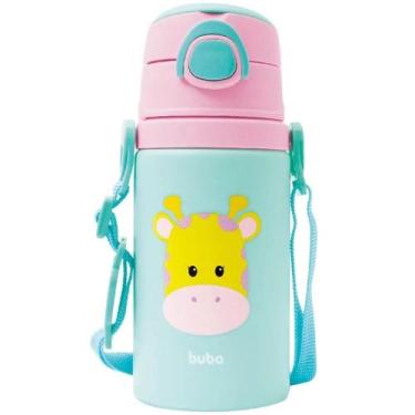 Imagem de Garrafinha de aluminio girafa 400ml buba, 450ml, Rosa Bebê, Girafa