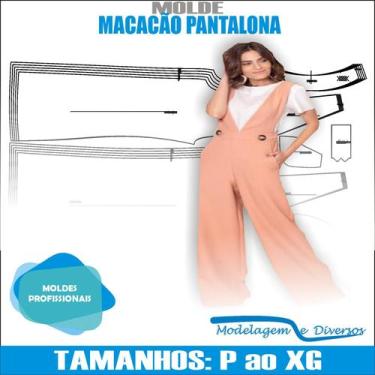 Imagem de Molde Macacão Pantalona, Modelagem&Diversos, Tamanhos P Ao Xg