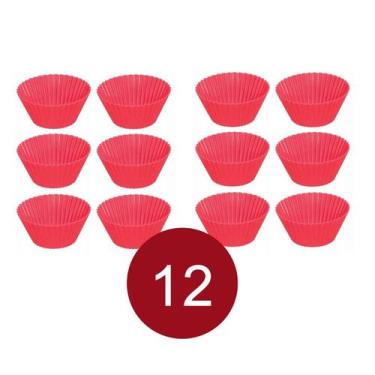 Imagem de Kit 12un forma redonda cupcake bolinho muffin silicone - YAZI