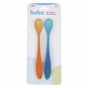 Imagem de Kit Colheres Termossensível para Bebê - 2 Unidades - Azul e Laranja - 