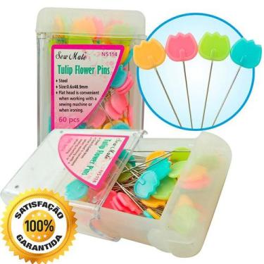 Imagem de 60 Alfinetes Cabeça Flor Tulipa Inox Inoxidável Patchwork. - Sew Mate,