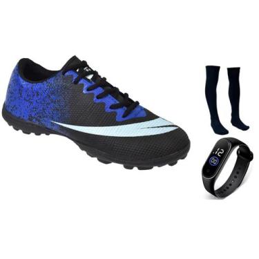 Imagem de Chuteira Society Colada e Costurada Adulto Infantil  com MEIÃO RELOGIO