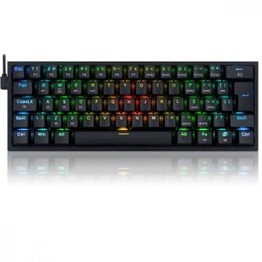 Imagem de Teclado Gamer Sem Fio Redragon Fizz Pro RGB Mecânico Switch Blue Bluetooth Preto