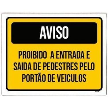 Imagem de Placa Sinalização Aviso Proibido Entrada Saída Portão 27X35