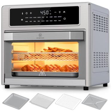 Imagem de Forno Elétrico 18 em 1 com Capacidade de 25L, Material de Aço Inoxidável, Recursos de Zona Dupla e Tela Digital, 110V 1700W,  Kitchen Elite, Prata