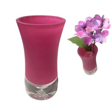 Imagem de Vaso de Vidro Grosso Colors Decorativo Rosa 18cm Espressione