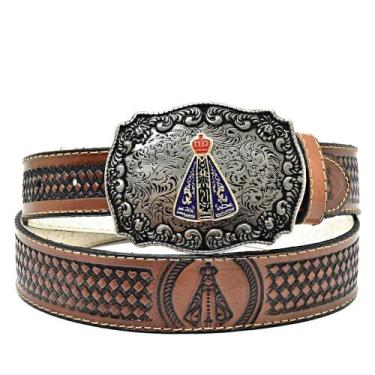 Imagem de Cinto Country Em Couro Nossa Senhora Masculino e Feminino Atrevidu's -