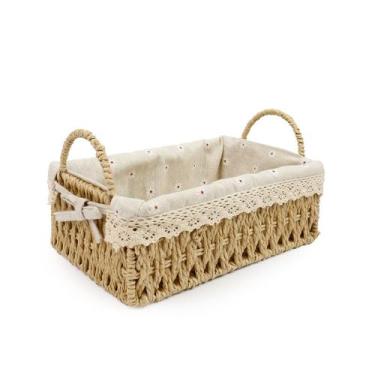 Imagem de Cesto Organizador de Palha Decorativo Retangular Pequeno  - VESTIGE, U