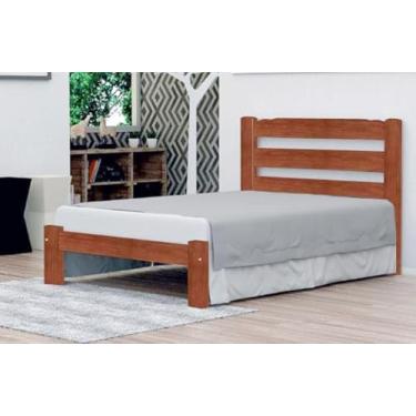 Imagem de Cama de Casal Londres de Madeira Maciça Angelim Pedra/Tauari - Cor Imbuia