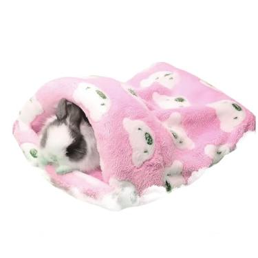 Imagem de Rat Hamster House Bed Winter Warm Fleece Small Pet Squirrel Chinchilla Rabbit Guiné Pig Bed House House House Ninho Hamster Acessórios (P, Rosa)