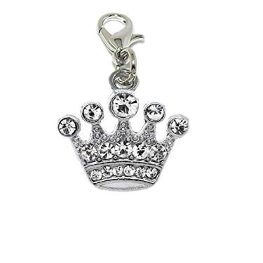 Imagem de Sexy Sparkles Pingente de Coroa de Strass com Clipe para Joias Europeias com Fecho de Lagosta, Liga de Metal de Zinco, Strass