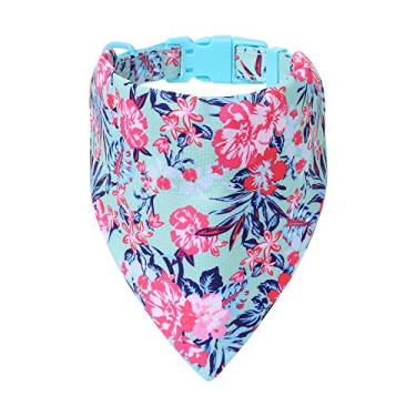 Imagem de Mile High Life | Coleiras de cachorro para meninas | Coleira bandana fofa | Coleiras de tecido de algodão poliéster macio para cães pequenos | Estampa de flores e frutas (cravo, coleira e bandana-S)