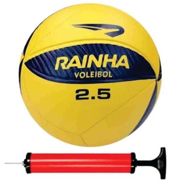 Imagem de Bola de Vôlei Rainha VL 2.5 - Perfeita para Jogos em Areia e Quadra, Amarela + bomba de ar