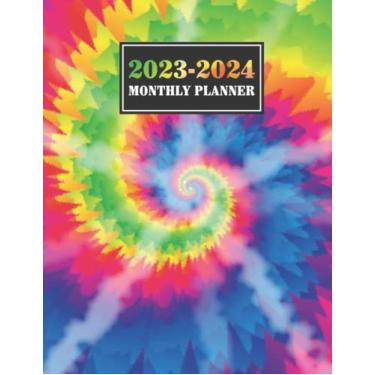 Imagem de 2023-2024 Monthly Planner: Large 2 Year Calendar Planner. Yearly At A Glance Organizer With To Do List, Goals And Note Pages For Women – Tie Dye Cover