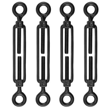 Imagem de Antrader Esticador M5 Olho e Olho, 4 peças M5 304 Aço Inoxidável Olho a Olho Esticador Corda de Arame Resistente, Tensores Pesados para Corrimão de Cabos, Kit de Ferragens de Corda de Arame Preto