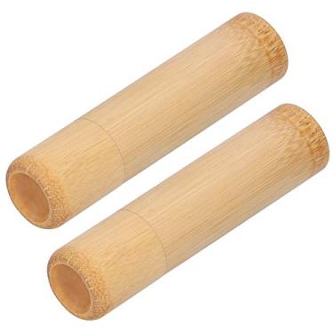 Imagem de Conjunto Portátil de Vasilha de chá de Bambu Ecológico - Tubos de Bambu Vintage Carbonizados a Carvão, Sem Furos, Pacote Com 2, Com Sacos OPP