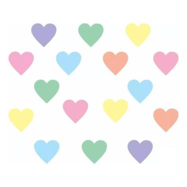 Imagem de Adesivo De Parede Coração 7cm 72 Unidades Tons Pastéis
