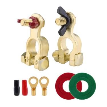 Imagem de LKAHG Conector de terminal de bateria de carro, pólo negativo positivo kit de clipe de poste de extremidade superior do cabo do veículo com almofada, terminais de bateria automática, terminais de