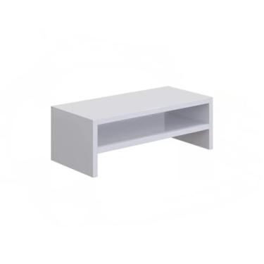 Imagem de Base para monitor Base para Monitor 52cm Mesinha Home Office Mesa Gamer Suporte Apoio P/ Tv Notebook Madeira Escritório Base Quarto(Duplo Branco)