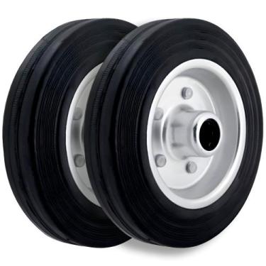 Imagem de Kit 2 Rodas Maciças De Borracha Para Carrinho e Carriola 180kg Sem Cam