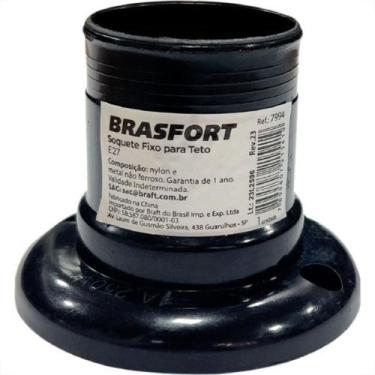 Imagem de Soquete De Teto Brasfort Preto E-27 7994 - Kit C/20
